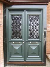 Traditional front door in the Greek Revival style